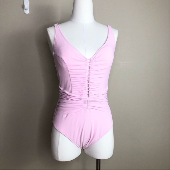 Gottex lavender one piece sexy swimsuit cinched waist built in bra 8 - Picture 3 of 12